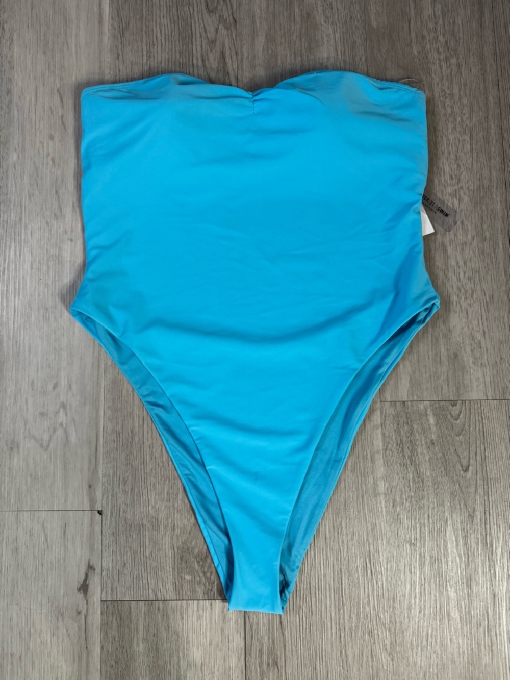 Forever 21 Blue Strapless Open Back One Piece Swim Suit Size XL NWT